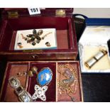 Assorted costume jewellery, Niello silver bracelet and enamel brooch etc.