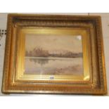 Watercolour of Conway Castle and estuary signed Mattcass, dated 1915 in a gilt frame