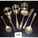 Silver spoons, other cutlery and napkin rings, 4.16 tr.oz