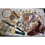 Assorted vintage costume jewellery and watches (Montine & Paul Jobin)