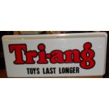 Printed plastic shop sign "Triang-toys last longer"