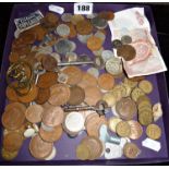 Large collection of coins plus keys etc.