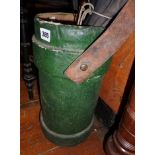 19th c. military canvas shot bucket with leather strap (A/F) with coat-of-arms