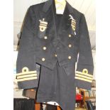 Vintage clothing: WW2 Royal Navy Commanders Dress uniform - jacket, epaulettes, waistcoat and