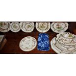 Part Royal Doulton "Peking" dinner service, three Clarice Cliff "Old Bristol" plates and a modern