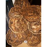 Ten Chinese carved wooden Zodiac animal plaques