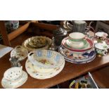 Meakin fortune telling cup and saucer with Royal Albert Provincial Flowers cups and saucers, other