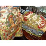 Two contemporary Tibetan silk thangkas