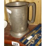 Pewter Golf Tournament tankard inscribed "The Daily Telegraph & Morning Post" and a tray of