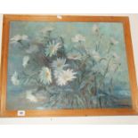Oil on board of daisies by M.E.Wellinson