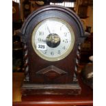 Edwardian oak cased Bulle patent early electric clock, dial marked T. Preston & Co, Whitby