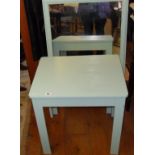 Green painted side table with matching wall mirror