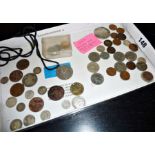 American and British coins, some silver, 1841 silver medal etc.