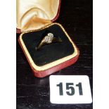 Edwardian 18ct gold ring inset with two old miner cut diamonds, 0.34crt with COA