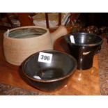 St Ives studio pottery bowls, and a cup