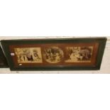 Pair of Edwardian framed triptychs of photogravure of romantic and domestic scenes