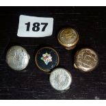 Five antique cufflinks, buttons or collar studs, inc. silver, micro mosaic and Masonic