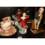 Aynsley china figurine of Mr Pickwick, a Louis Martin china figurine "Red Boy" and two Victorian