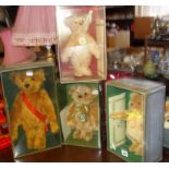 Four boxed Steiff Replica Teddy Bears: Mint condition with LE certificates - 1907 bear; Harrods