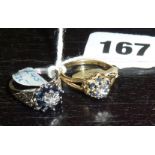 Two 9ct gold dress rings inset with stones