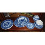 Quantity of Victorian Wedgwood dinnerware in the blue & white Ivanhoe pattern