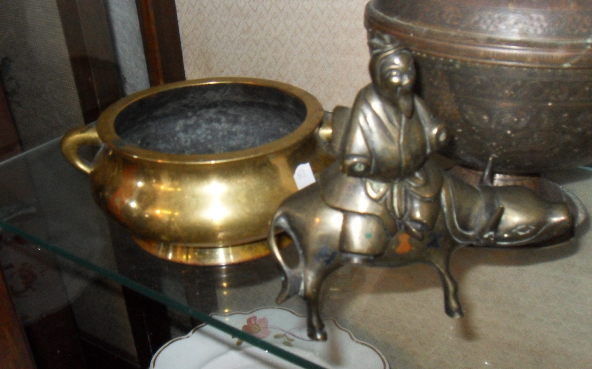 Two Oriental bronze censers, a pair of Oriental brass jardinieres, a Chinese bronze censer in the - Image 2 of 21