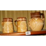 Royal Doulton commemorative stoneware tankards and matching jug For Victoria's 1837-1897 Jubilee