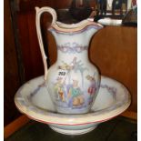 Victorian chinoiserie 'Mandarin' pattern jug and basin set