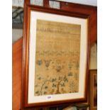 Framed sampler dated 1829