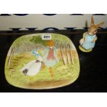 Beswick FE Scenes from Beatrix Potter wall plate, and a Beswick Mrs Flopsy Bunny figure