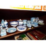 A large quantity of Wedgwood Jasperware decorated in the powder blue pattern,