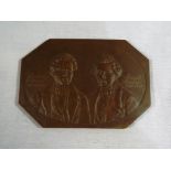 R Neuberger - a uniface octagonal bronze plaque depicting busts of Johann Strauss and Josef Lanner,