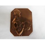 M Charpentier-Mio (French) - an octagonal bronze plaque obverse depicting a painter with palette,