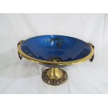 A good quality unusual enamelled brass pedestal bowl centrepiece,