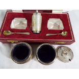 A hallmarked silver five-piece cruet set, Birmingham assay 1972,