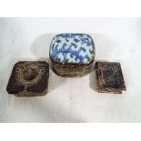 Three Asian white metal trinket boxes / snuff boxes - (3) - Est £60 - £80