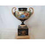 Royal Vienna - a classically decorated twin-handled urn,