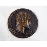 Covrbier (French) - a cast bronze art medal, obverse Caesar Divi Filivs with head bust facing right,