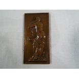 O Roty (French) - a rare bronze plaque entitled 'La Toilette' with rear view of semi-naked female