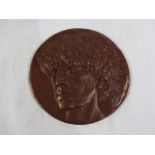 Avril Vaughan - a cast bronze art medal, obverse depiction of Elisabeth Frink ca 1992,