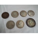 A small collection of Victorian and later UK silver coins comprising Victorian half crowns 1881,