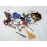 A good mixed lot to include a brass novelty ashtray made for card players,