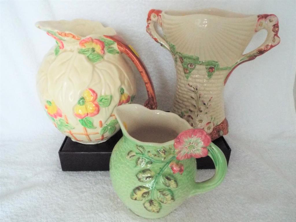 Two early 20th century water jugs, Beech by Brentleigh Ware, 21 cm and Shorter, 15cm,