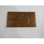 Leopold George Crouzat (French 1904-1976) - a bronze plaque depicting a pan-like figure playing his