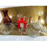 A large quantity of cut crystal to include a crystal decanter, fruit bowls,