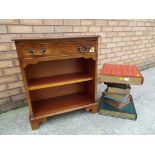 A mahogany bookcase 73cm x 60cm x 29cm and a novelty occasional table in the form of stacked books