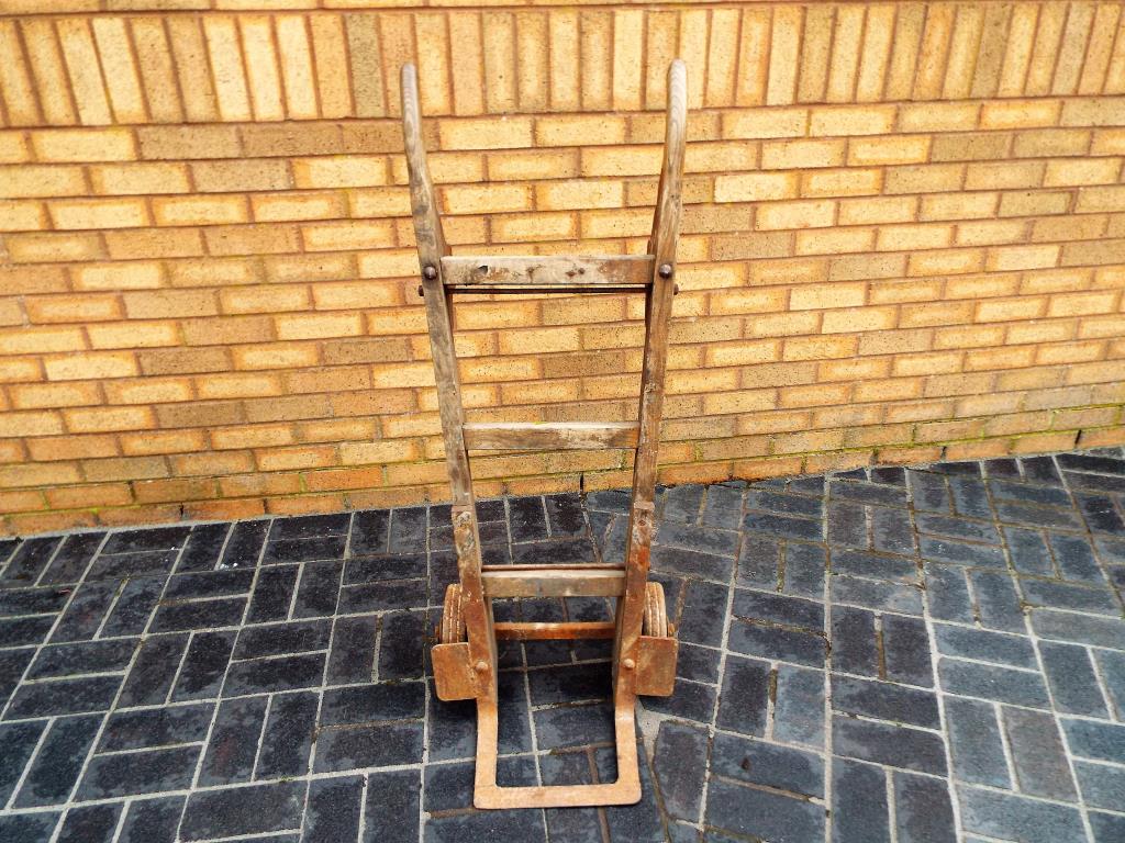 Railwayana - a porter's sack truck marked 'Tom Scotney' with GRVI crest,