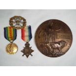 Two World War One (WW1) campaign medals, 1914-15 Star, Victory medal, both with ribbons,