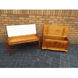 A pine chest and a double piano stool (2)
