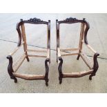 Two chairs with framed carved top